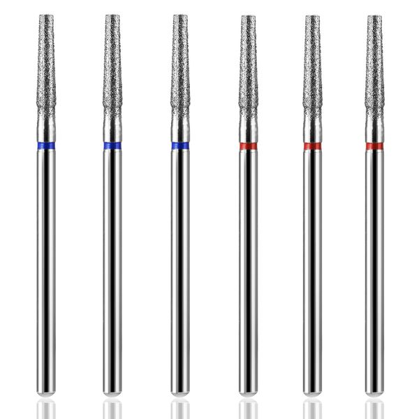 YUXIANLB 6 PCS Nail Drill Bits Set, Tapered Barrel Cuticle Bits for Nail Drill, 3/32“ Shank Electric Bit for Nail Prep Remove Cuticle Dead Skin Manicure Pedicure Tools (Fine & Medium)