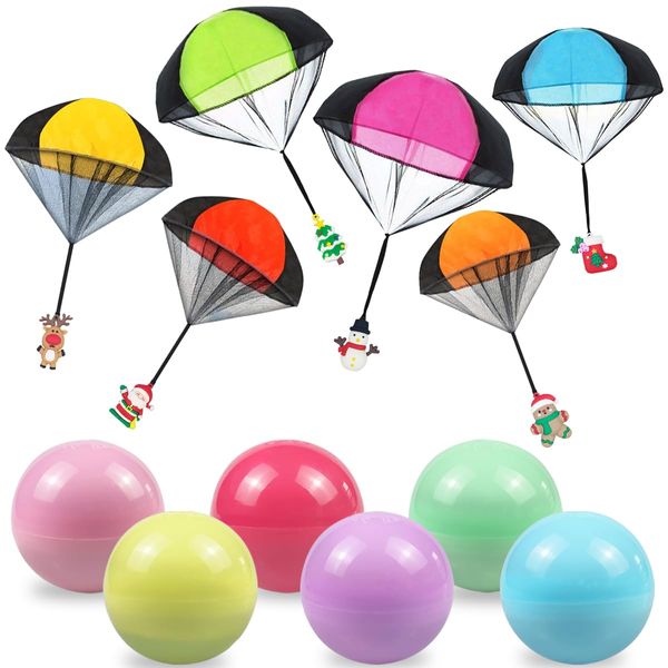 Anditoy 6 Pack Christmas Parachute Toys in Capsules Throwing Toy for Kids Boys Girls Christmas Stocking Stuffers Gifts