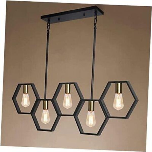 5-Light Dining Room Light Fixtures Over Table, Industrial Kitchen Island