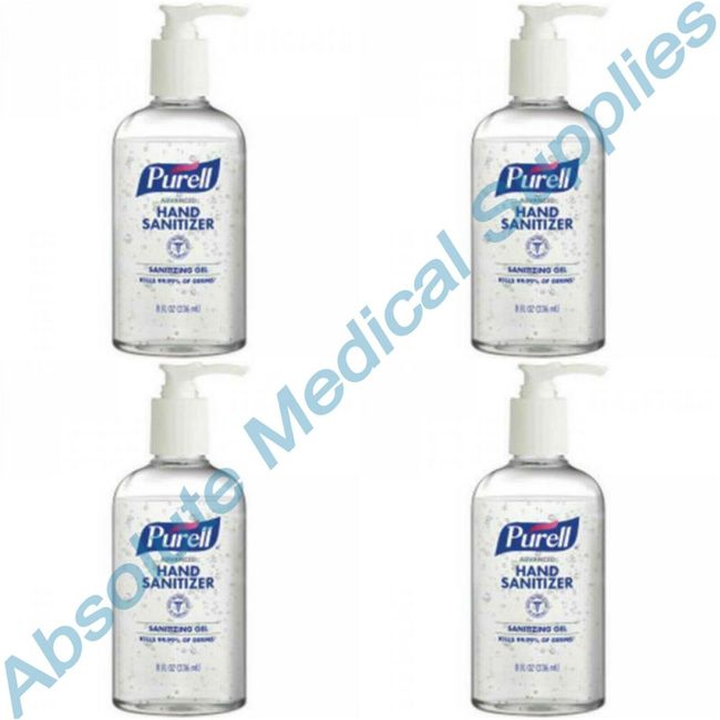 *4-Pack* Purell Advanced Hand Sanitizer 8oz Gel Pump Round Bottle 4040-12-S