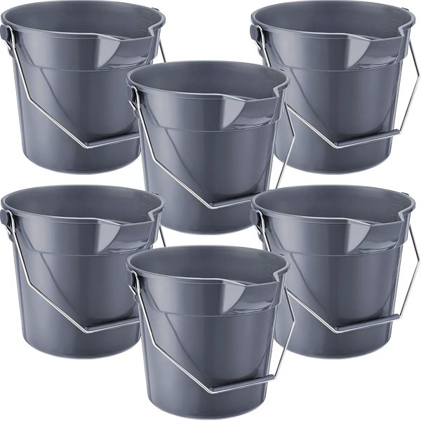 6Pcs 2.5 Gallon Bucket for Clean Heavy Duty Cleaning Bucket Plastic Pail Bucket