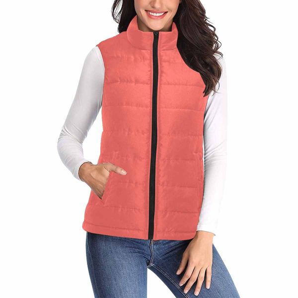 Womens Puffer Vest Jacket / Pastel Red - M