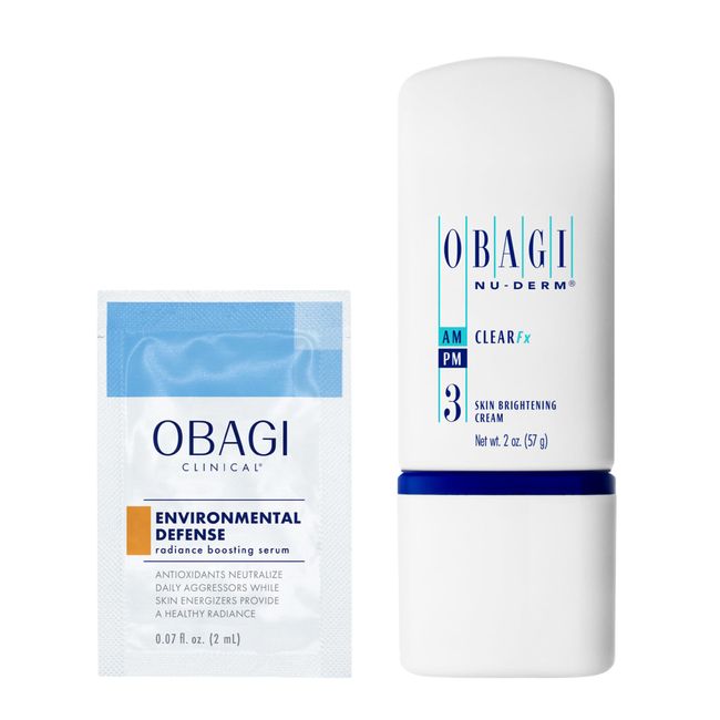 Obagi Nu-Derm Clear Fx + Environmental Defense Radiance Boosting Serum Trial Size – Skin-Brightening Cream, 2 oz, Includes Radiance Boosting Serum that Defends Against Early Signs of Skin Aging, 2 ml