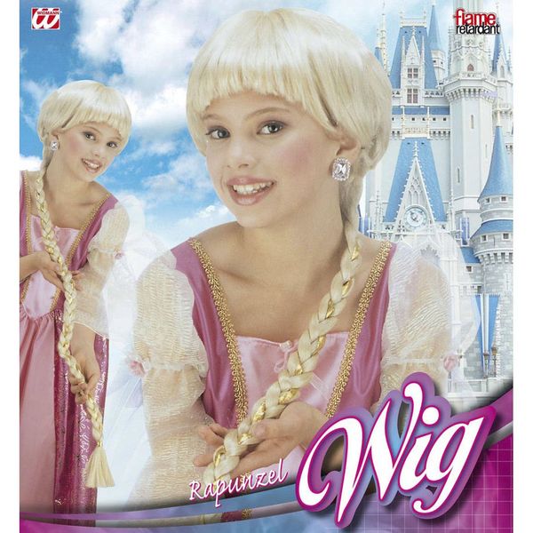 Amakando Lange Zopfperücke für Kinder, Prinzessin Kinderperücke blond, Prinzessinnen Langhaarperücke, Rapunzel Perücke, Karnevalskostüme Zubehör, Mädchen Zopf Karnevalsperücke Märchen Faschingsperücke