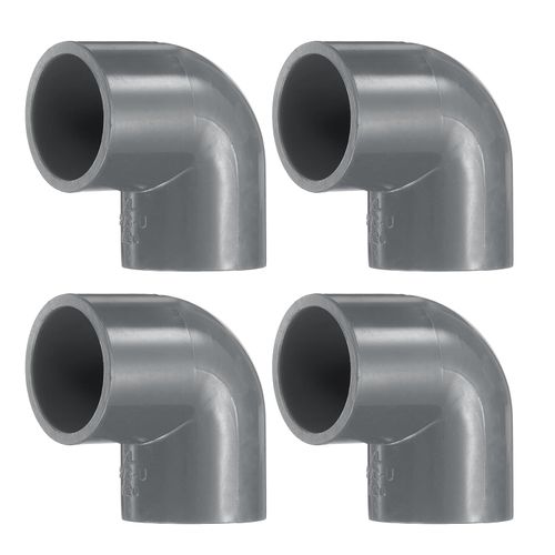 HARFINGTON 4pcs 90 Degree Elbow Pipe Fittings 1/2" 2 Way PVC Furniture Grade Corner Connectors Angle Elbow Side Outlet for Sewer Plumbing Drain Pipe Water Supplies Build Garden, Gray