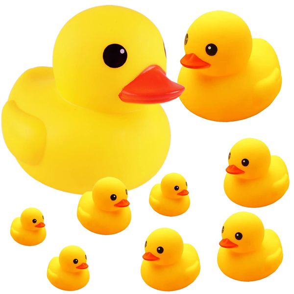 Umbresen 9 Pcs Bath Duck Toy Yellow Rubber Ducks Preschool Bathtub Duckies Gift for Baby Shower Infants Toddlers kids Car Pool Floaty Halloween Christmas Adults Party Favors Carnival Theme Decorations