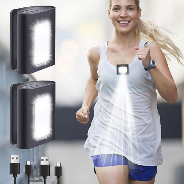 innofox Running Light, 2Pack Reflective Running Gear for Runners, USB Rechargeable LED Light, Clip on Running Lights with Runners and Joggers for Camping, Hiking, Running, Outdoor Adventure