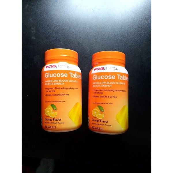 (2) CVS Health Glucose Tablets, Orange Flavor 50 Tablets  11/2026