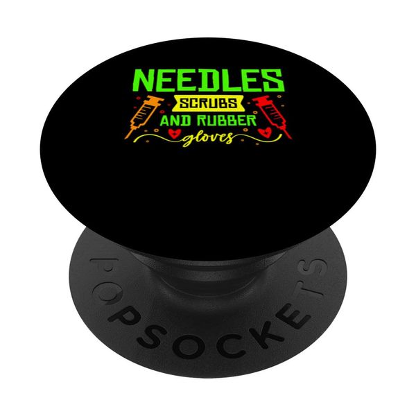 Needle Scrub Rubber Gloves | Phlebotomist | Phlebotomy Tech PopSockets with Interchangeable PopGrip