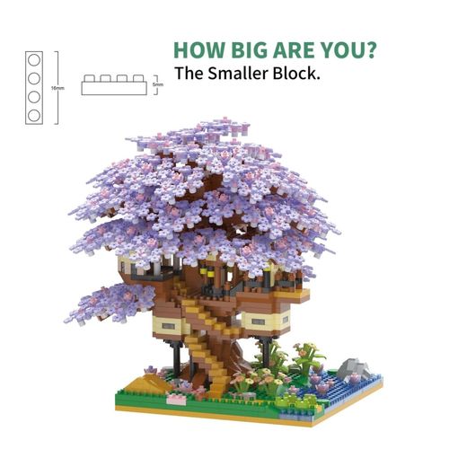 Kadablk Japanese Cherry Blossom Bonsai Tree,Sakura Tree House Model Micro Blocks Set, 2229 PCS Mini Bricks, Gift for Adults and Kids