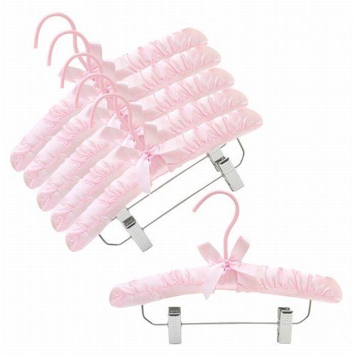 Only Hangers 12" Pink Childrens Satin Padded Hangers w/Clips