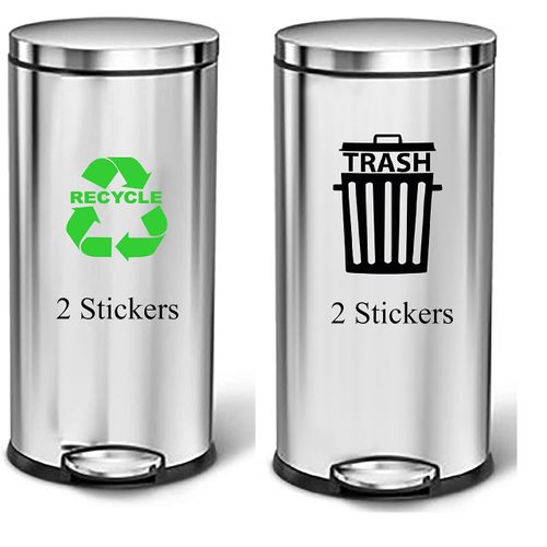 Transparent Trash Can and Recycling bin Stickers home office Vinyl Stickers Organize & Sort Garbage Waste and Recycle Great for Metal Aluminum Steel or Plastic Trash Cans Home Office Indoor & Outdoor