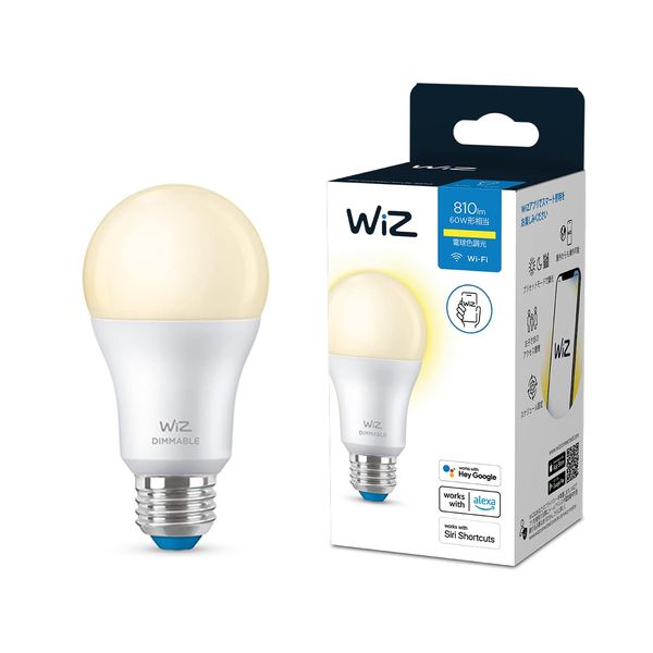 WiZ Smart Light Bulb E26 (Equipped with Wi-Fi Sensing Function), 810 lm, 60 W, LED Light Bulb, Smart Light, LED Light, Alexa, Smart Home, Toning, Wide Light Distribution, Indirect Lighting, Compatible with Google Home IFTTT, Siri SmartThings, Japanese Gen