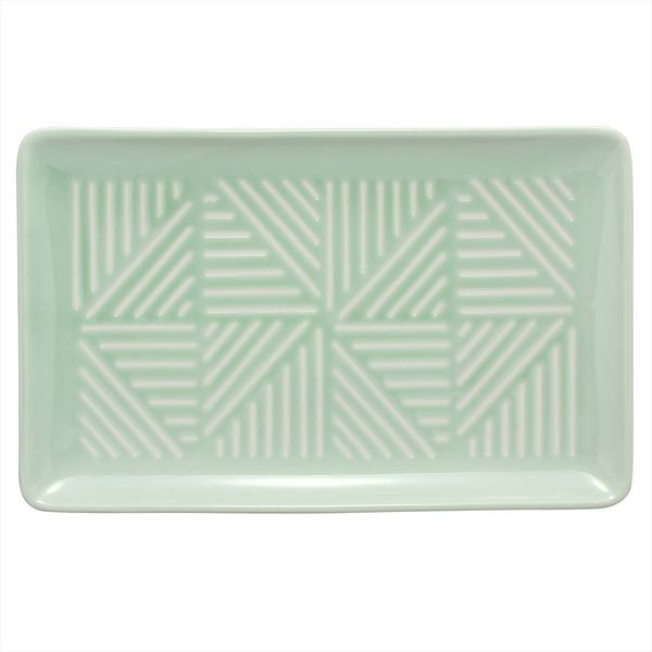 Hama Pottery Hasami Ware Bright Long Square Platter, Aqua 403972, 9.8 inches (24.8 cm)