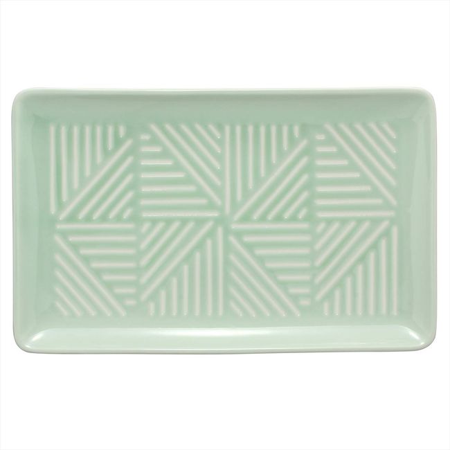 Hama Pottery Hasami Ware Bright Long Square Platter, Aqua 403972, 9.8 inches (24.8 cm)