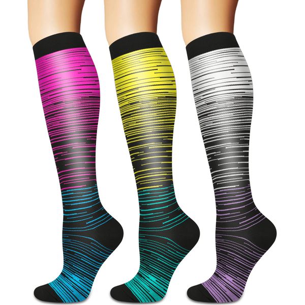 Sooverki 3/5 Pairs Compression Socks Women & Men - Best Medical,Nursing,Hiking,Travel & Flight Socks-Running & Fitness (L/XL)