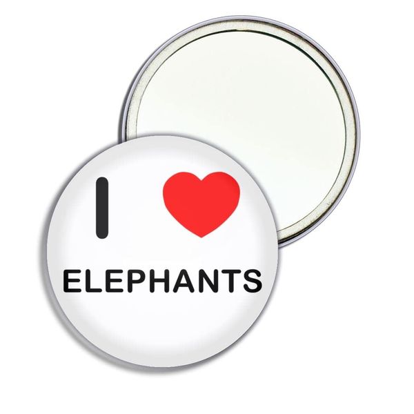 I Love Elephants - 55mm Round Compact Mirror