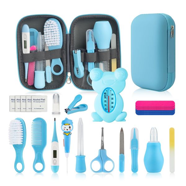 Baby Grooming Kit, Infant Safety Care Set with Hair Brush Comb Nail Clipper Nasal Aspirator Ear Cleaner,Baby Essentials Kit for Newborn Girls Boys