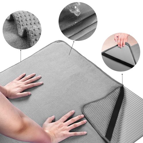 POLYTE Microfibre Hot Yoga Towel Mat with Non-Slip Silicone Grip and Secure Fit Elastic Straps, 61 x 183 cm (Blue)