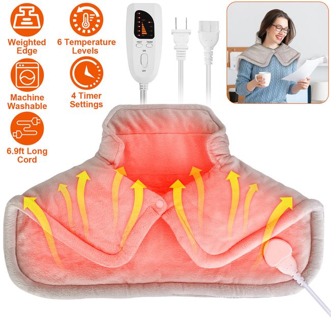 Electric Weighted Heating Pad for Neck and Shoulders Back Pain Relief Auto-Off