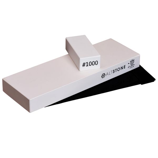 ALTSTONE Knife Whetstone "Rin Rin" [Hard Mouth for Finely Sharpening] Medium Whetstone 1000 # Knife Sharpening Stone Ceramic Whetstone Nagura Whetstone with Non-slip Mat Made in Japan (#1000)