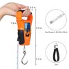 HEETA Waterproof Fish Scale Digital with Backlit LCD Display, 110lb/50kg Portable Hanging Scale Fishing Scale for Home and Outdoor, Measuring Tape and 2 AAA Batteries Included (Orange)