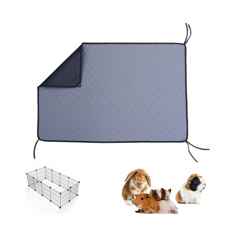 FiboPawer Guinea Pig Cage Liner, Washable Pee Pads for Guinea Pigs, Rabbit, Chinchilla, Bunny, Fast Absorbing& Reusable Waterproof Mat, Small Animal Cages Bedding Odor Control-30 * 48 Inch