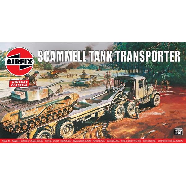 Airfix Vintage Classics Set - A02301V Scammel Tank Transporter - Plastic Model Tank Kits for Adults & Children 8+, Set Includes 107 Pieces, Sprues & Decals - 1:76 Scale Model Tank Set