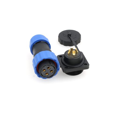 ZBLZGP SD20 Square Panel Cut Power Cable Connector Waterproof IP68 LED Aviation Power Cable Plug Socket for Outdoor Lighting (Female Plug and Male Socket, 4 Pin)