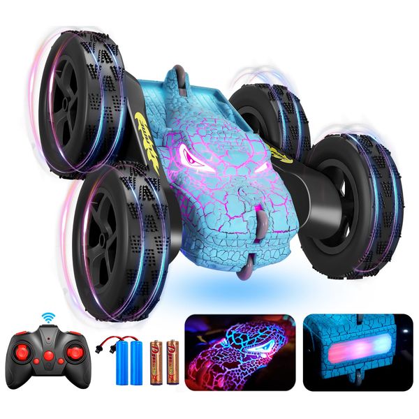 M SANMERSEN Remote Control Car,Dinosaur RC Cars,Fast RC Car,Kids Remote Control Car for Boys 8-12,with Crackle Light,Rechargeable,Radio Controlled,Auto Demo All Terrain Stunt Toys Cars,Birthday Gift