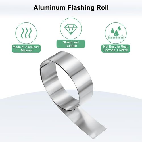 M METERXITY 1-Pack Aluminum Flashing, 3.3ft x 1.6" x 0.02" (LxWxT) Aluminum Flashing Roll, Roofing Metal Strip Sheet Roll for DIY Crafting/Engraving/Lasering