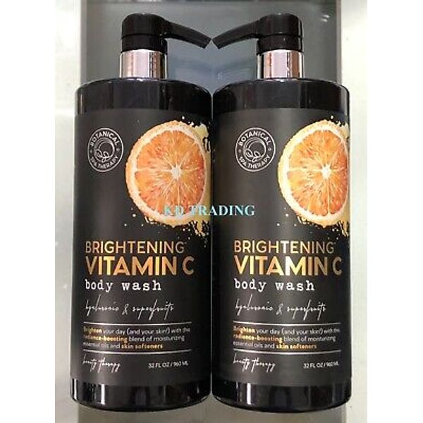 2-Pk BOTANICAL SPA THERAPY BRIGHTENING VITAMIN C BODY WASH Hyaluronic Superfruit