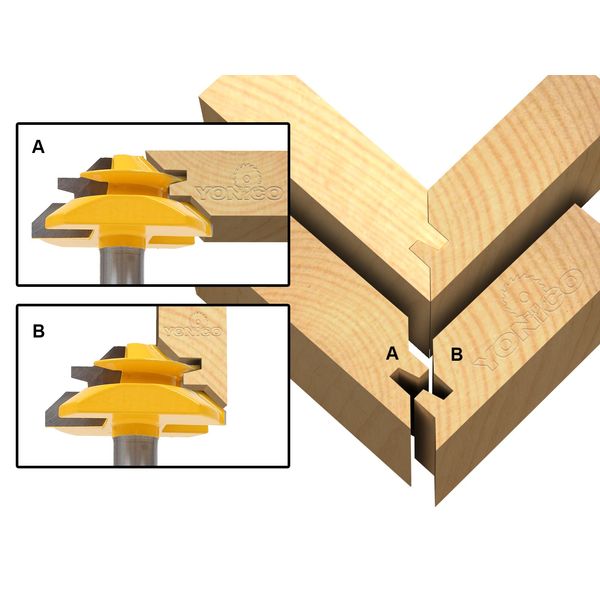 YONICO Router Bits Lock Miter 45 Degree - Up to 1-Inch Stock 1/2-Inch Shank 15122