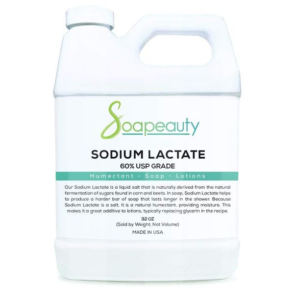 SODIUM LACTATE for Soap Making & Lotions | 60% USP Pure Natural Preservative | Harder Bar of Soap, Bigger Yield, Faster Cure Time, Provides Moisture | 32 oz