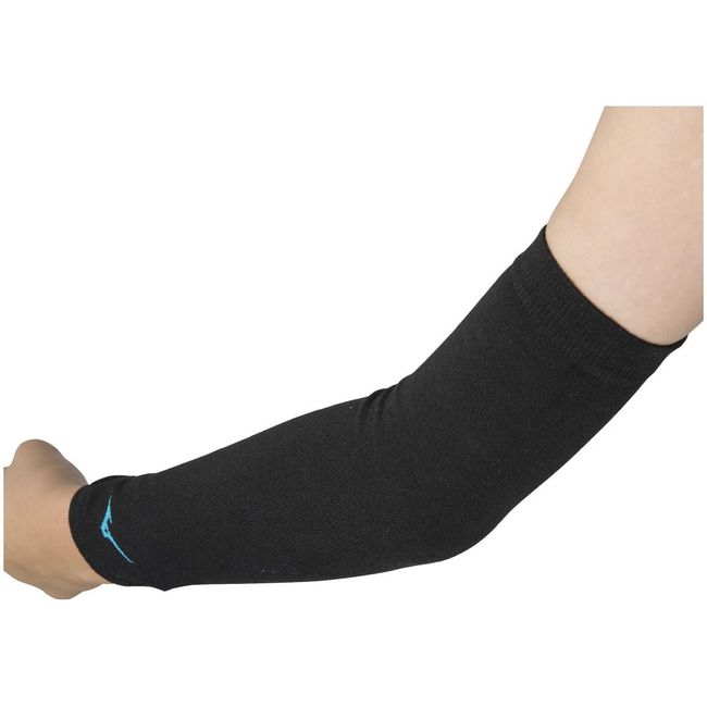 MIZUNO Volleyball Elbow Supporter (No Pads, Junior), Long Type, V2MYA403, Black x Turquoise, 1 Piece