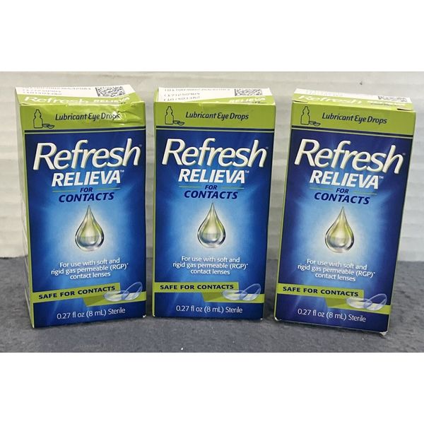 New Refresh Relieva PF Lubricant Eye Drops, 0.27 Fl Oz. 3 PACK EXP : 09/04/2025