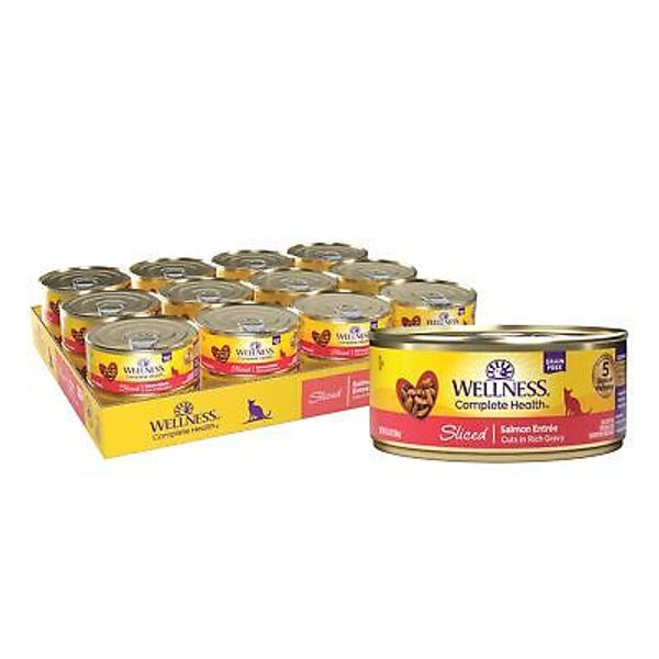 Natural Pet Food Complete Natural Grain Free Wet Canned Cat Food, Sliced Salm...