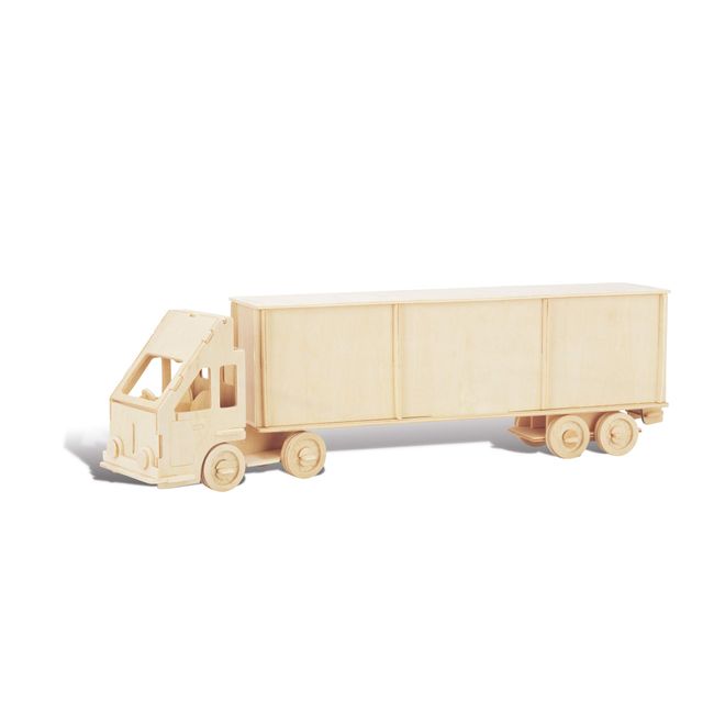Puzzled 3D Puzzle Semi Truck Wood Craft Construction Model Kit, Fun Unique & Educational DIY Wooden Toy Assemble Model Unfinished Crafting Hobby Puzzle to Build & Paint for Decoration 65 Pieces Pack