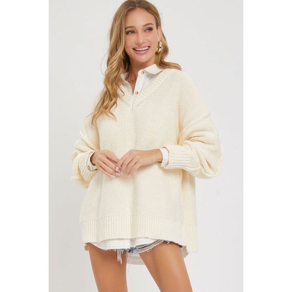 V Neck Oversized Sweater - M/L