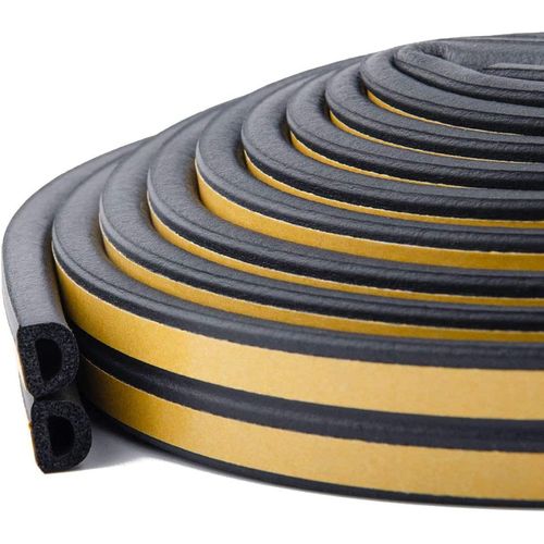 AIDEGER Sealing Tape for Doors, Door Seal, Doors, Windows, Self-Adhesive Rubber Foam Seal Strips, Sound Insulation, Weatherstrip Sealing Tape, Self-Adhesive (9 mm x 6 mm / 10 m, Black)