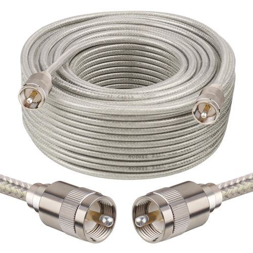 MOOKEERF CB Coax Cable 100ft,RG8X Stranded Core UHF PL259 Male to Male Low Loss CB Antenna Cable 50 Ohm for HAM Radio,Antenna Analyzer,Dummy Load,SWR Meter