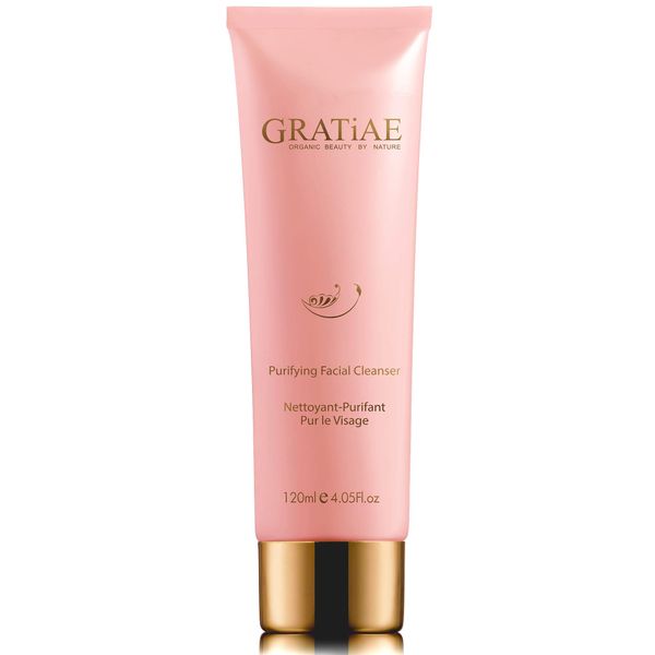 Gratiae Organics Purifying Exfoliating Facial Cleanser, exfoliating face scrub & face wash with witch hazel, jojoba oil, hydrating, non-drying skin care, 4.05Fl