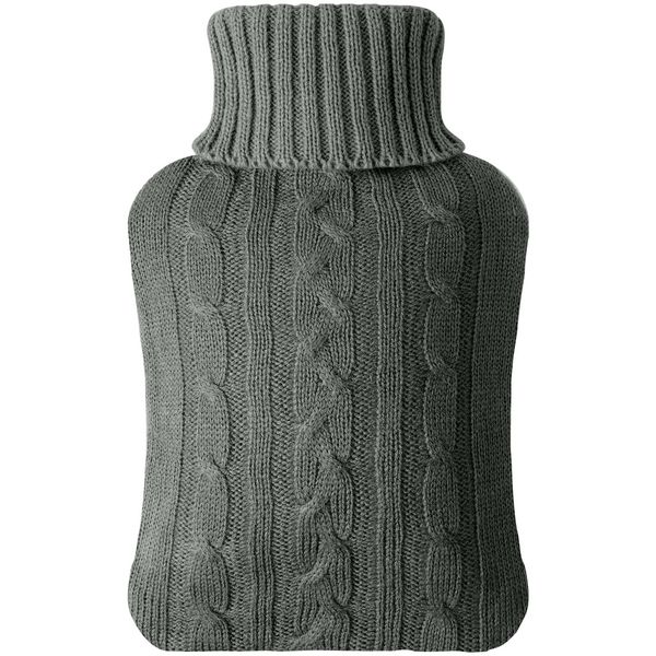 Vicloon Hot Water Bottle with Knitted Cover, 2L Hot Water Bottle for Hot and Cold Compress, Hand & Feet Warmer, Muscle Pain Relief, Hot Water Bag for Great Gift, Safe and Durable (Dark Grey)