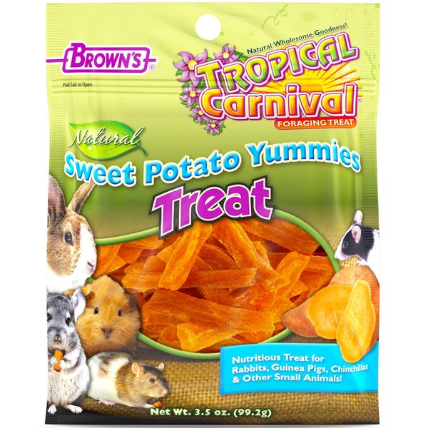 F.M. Brown's Tropical Carnival, Natural Sweet Potato Yummies with Vitamin C, Nutritious Treat for Rabbits, Guinea Pigs, Chinchillas and Other Small Animals, 3.5 oz