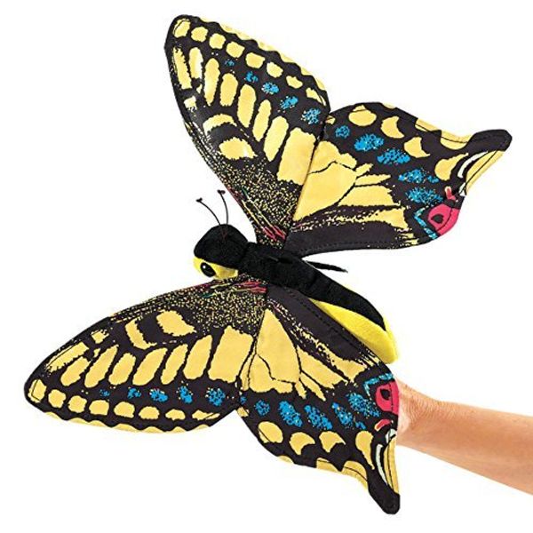 High-quality hand puppet yellow butterfly (3029), single item