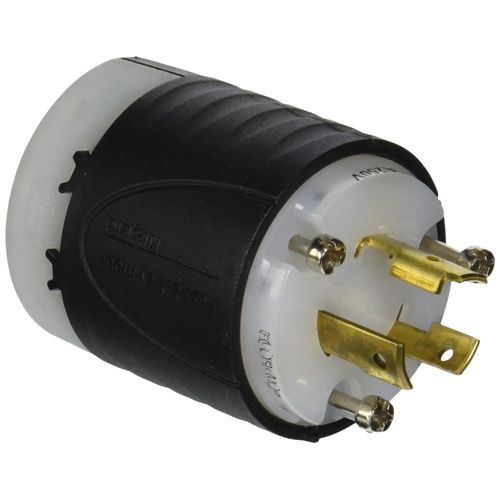 Legrand Pass & Seymour L620P Turnlok Industrial Spec Grade Locking Plug, 20 Amp 250V, NEMA L6-20P, Black/White (1 Count)