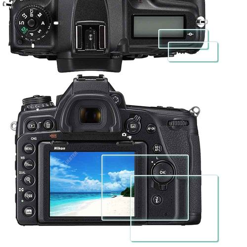 ULBTER Screen Protector for Nikon D750 D780 Camera, 2 + 2 Pieces, Tempered Glass 0.3 mm Hardness, 9H Hardness, Scratch-Resistant Film Screen Protector