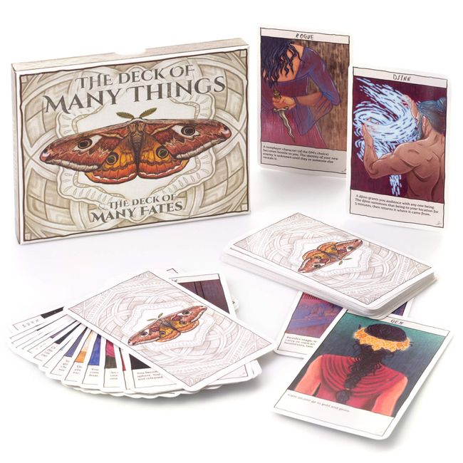 The Deck of Many Things & The Deck of Many Fates - 49 手描きカラフルファンタジー テーブルトップ ロールプレイングゲーム RPG ストーリー テリング タロットカード ダンジョンマスターアクセサリー