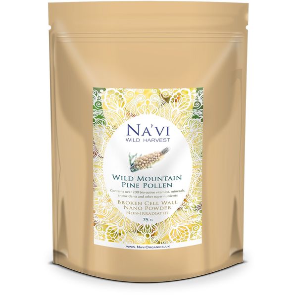 Na'vi Organics Wild Mountain Pine Pollen - Wild harvested Prepared Micro Powder superfood Supplement, 75 g