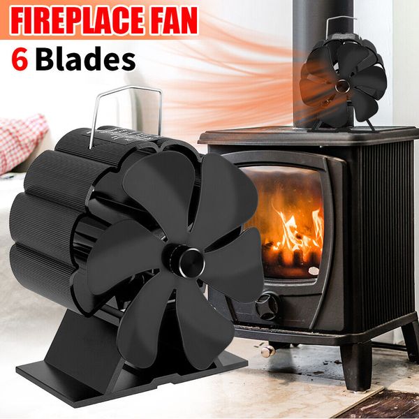 6 Blade Wood Stove Fan Eco Heat Powe Fans for Wood Log Burning Stove Silent NEW